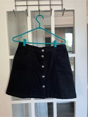 Monki Black Button-Front Mini Skirt